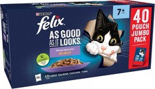 FELIX As Good As It Looks Senior 7+ Wet Cat Food Mixed Selection 40x85g Pouches 5.15 per kilo