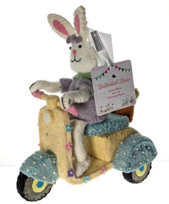 Cottontail Lane Easter Bunny on Scooter Figurine Spring Felt Décor New w/ Tag