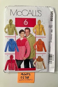 McCall’s 5538, Adult Tops & Unlined Jackets, Size Sml-Med-Lrg, Uncut