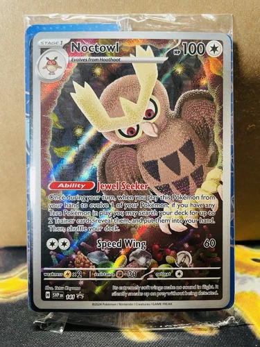 SEALED Pokemon Noctowl SVP 141 Stellar Crown Full Art Holo Black Star Promo