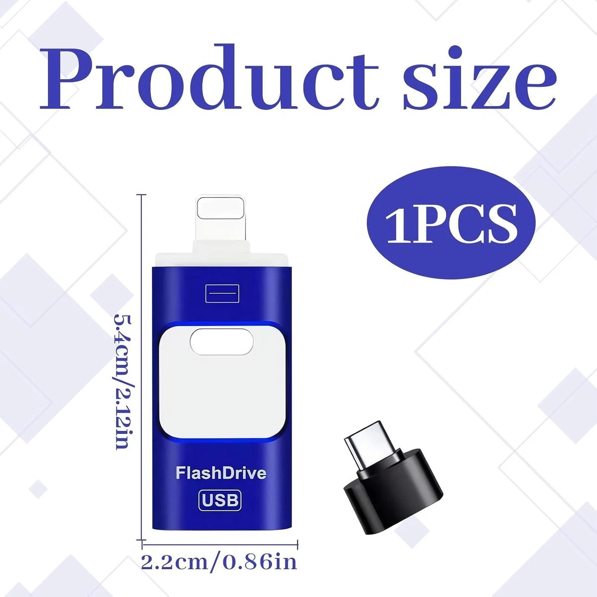 4 in 1 USB Flash Drive, 2TB USBDrives, USB Memory Stick, Slim Slide Phone Memory