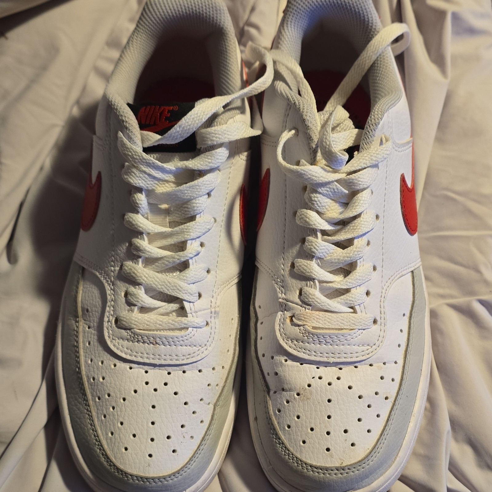 Leather Upper White Red
