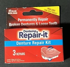 Dentemp Repair-It Denture Repair Kit - 3 Repairs NEW in Box