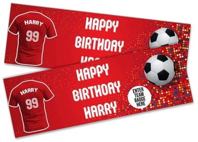 DAILYGIFTS Personalised Football Birthday Banner Any Name Age Team - Custom Kids Party 25