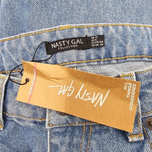 NWT Nasty Gal Blue Organic Cotton Boyfriend High-Rise Denim Jeans - Picture 5 of 9
