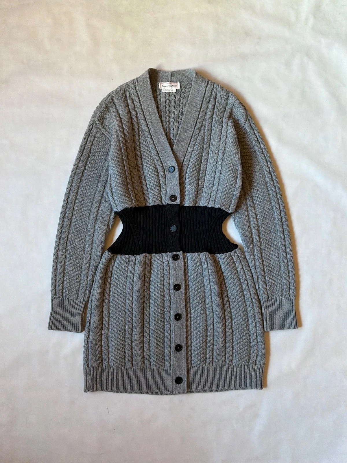 Alexander McQueen — Alexander McQueen Cable Knit Dress Cardigan Sweater Wool/Cashmere Corset size M