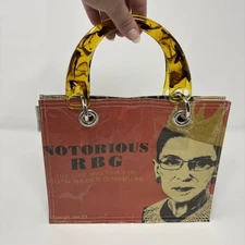 Couture Planet Purse RBG Upcycled Newspaper Small Top Handle Purse Unique Preppy