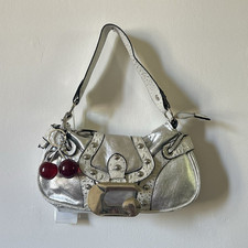 2000s deadstock y2k silver G studded shoulder bag swag city girl diva