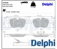 Delphi LP3526 Bremsbelagsatz FüR Scheibenbremse Bremsbelagsatz FüR Peugeot