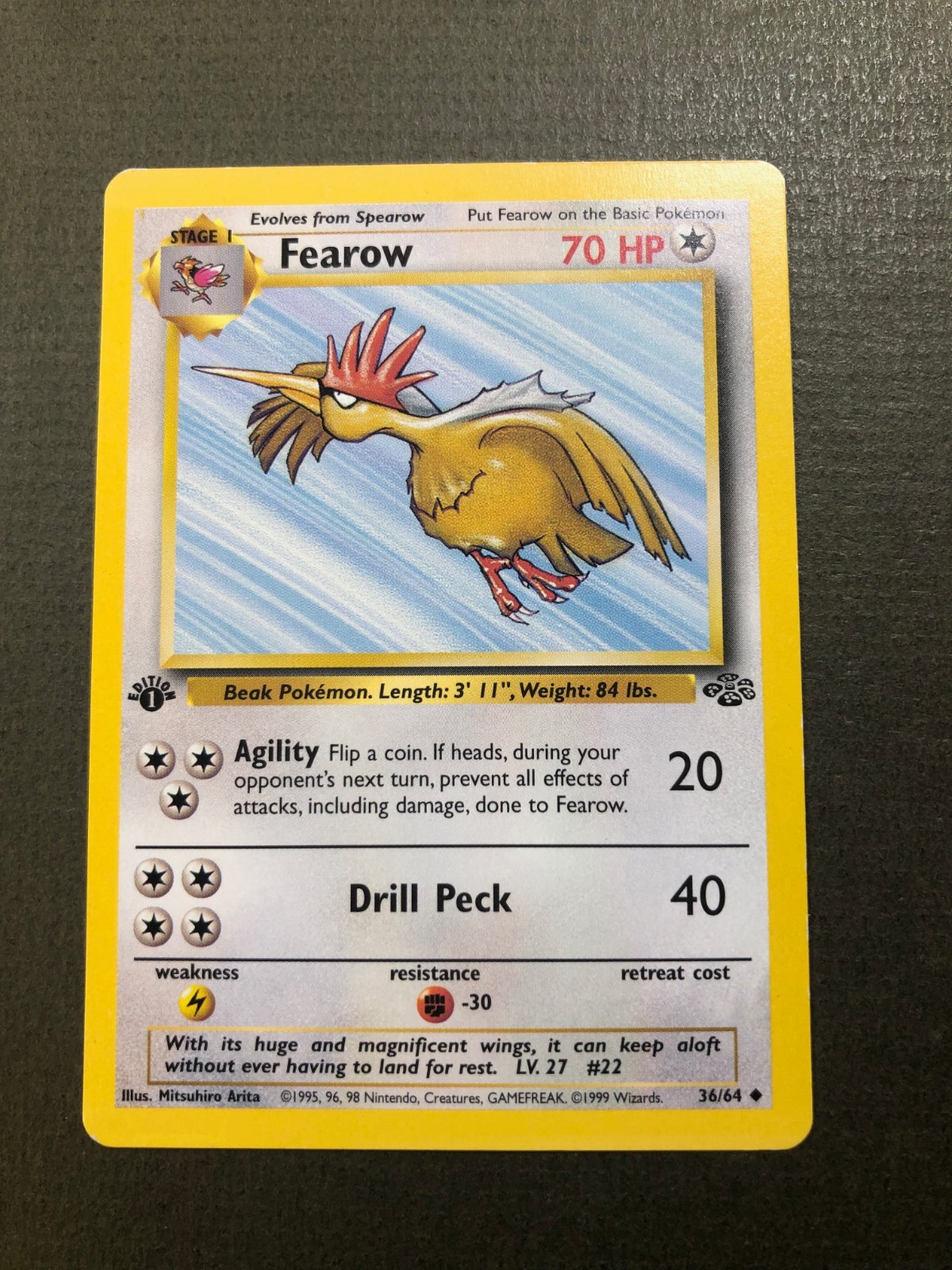 Pokémon FEAROW 36/64 Jungle Vintage 1st Edition NM Nice!