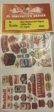 Set N SCALE GULF FILLING STATION SIGNAGE MIXED ASSORTED GAS OIL SIGNS 41 Signs