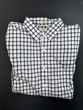 J Crew Button Down Shirt Men  s Large Check Blue White 2 Ply Cotton Slim
