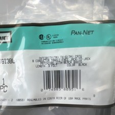 Panduit Cat 6 RJ-45 Patch Cord 3ft Black Tang...