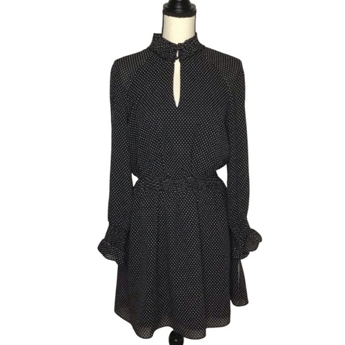 Rachel Roy Dress Womens 2X Black Polka Dot Ruffle Long Sleeve Party Office NWT