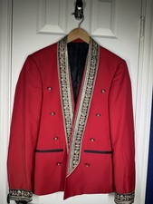Biarelli Men s Red Tuxedo Suit Jacket 34 Double-Breasted Shawl Lapel 6Btn
