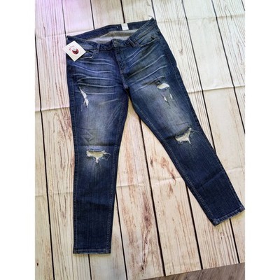 Red Hope Maxwell Low Rise Skinny Jeans Distressed Dark Wash Plus Size 1XL NWT