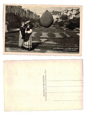 Alte Postkarte - Menton Fete du Citron lokale Kostüme UNBESPIELT