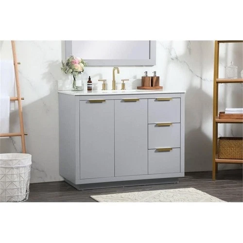 Elegant Decor Blake 42" MDF Single Bathroom Vanity with Backsplash in Gray - Picture 2 of 8