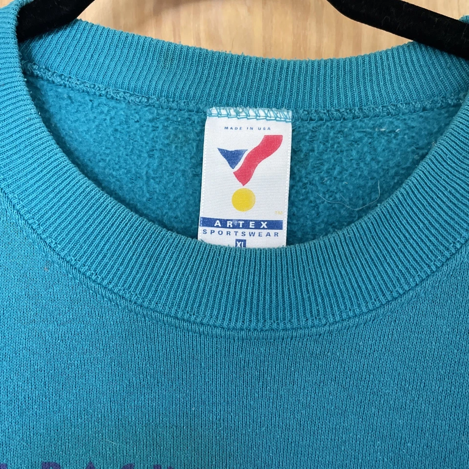 1990s Vintage Artex Charlotte Hornets Alonzo Mourning Sweatshirt XL NBA Pullover - Image 3 of 4