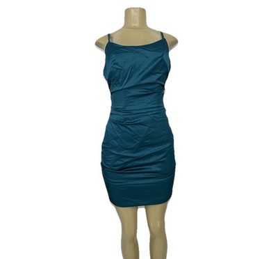 NEW Stacees Size 4 Women Pleated Sheath Mini Dress Prom Formal Evening Teal  KA17 | eBay