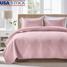 Luxury Queen Quilt Set W/ Pillow Shams Vintage Basket Weave All Season Bedding