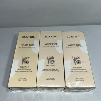 3 Sealed Suntirc White Rice Moist Skin Toner 4 Fl Oz Each 