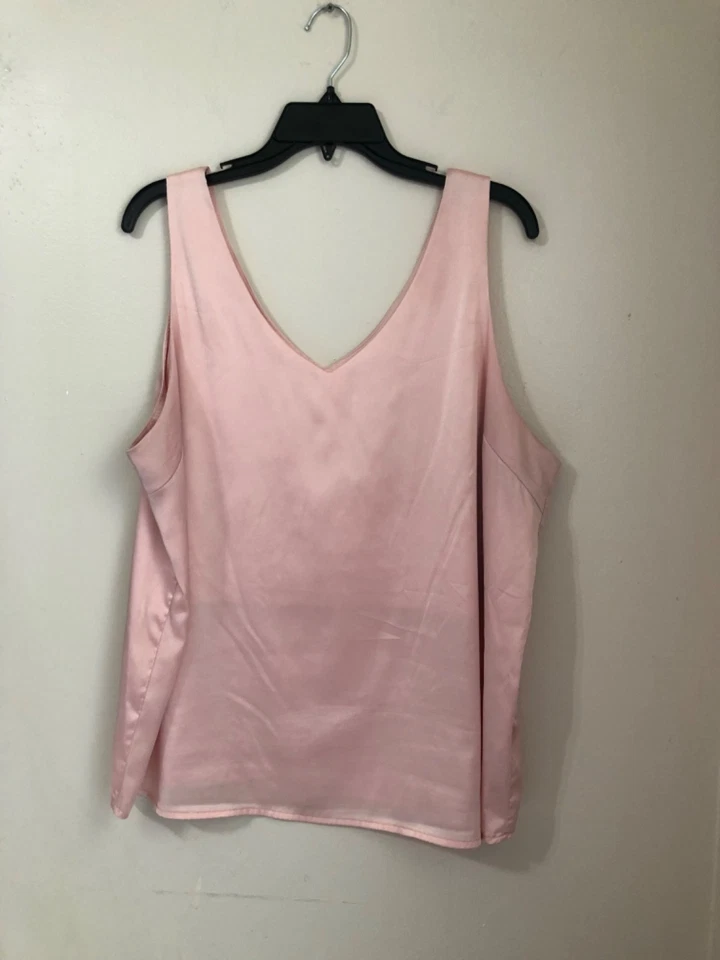 Camiseta sin mangas EKOUAER rosa sedosa sin mangas cuello en V para mujer talla XXL Foto 2 de 4
