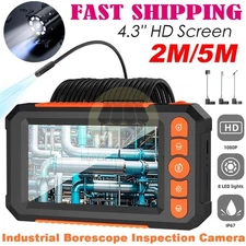 1080P HD Handheld Endoscope Camera 4.3" Screen with 8 LED Lights for Plumbing