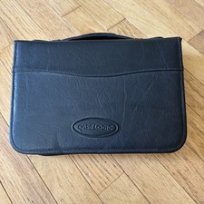 Vintage Case Logic Black Faux Leather Zipper CD Case 92 Disc Holder With Handle