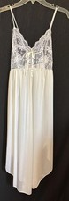 Vintage White Semi Sheer Nylon Lace Ballet Length Bridal Nightgown Medium