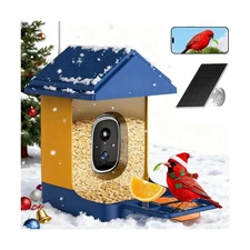 Smart Bird Feeder with Camera & AI Identification, 2K HD Live View, Solar Pow...