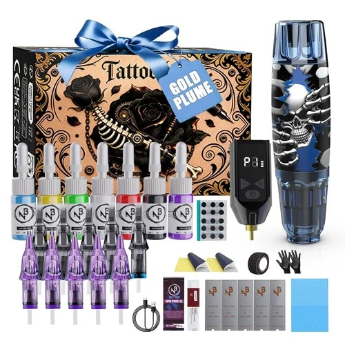 Wireless Tattoo Pen Machine Kit Complete with Power Supply Cartridge Needles Ink video thumbnail