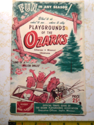 Rare Vintage 1955 Playgrounds of the Ozarks Official Travel Guide Fold-Out Map