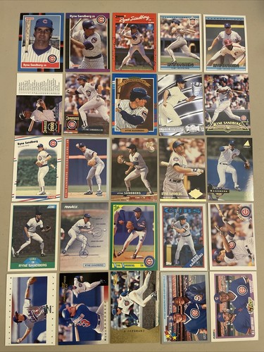 HOF Ryne Sandberg ⚾️ Chicago Cubs Baseball Cards ⚾️ 25 Card Lot ⚾️ 1988-1997