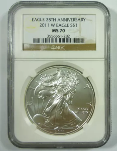 2011 W American Silver Eagle MS70 NGC Classic Brown Label 250th Anniversary