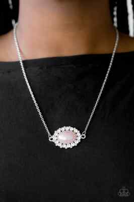 Paparazzi Necklace -Stardom Shine- Pink Pearl Beads and White Rhinestones