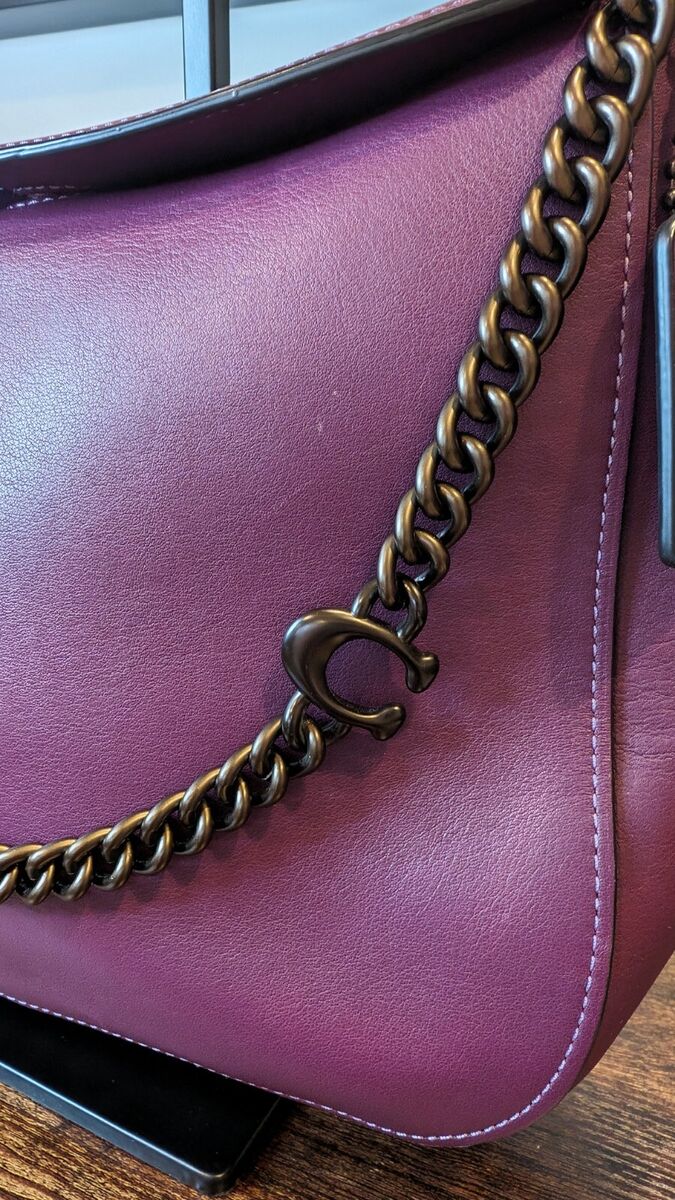 Coach Purple Signature Chain Hobo Shoulder Bag, Excellent Coach Purple Signature Chain Hobo Shoulder Bag, Excellent