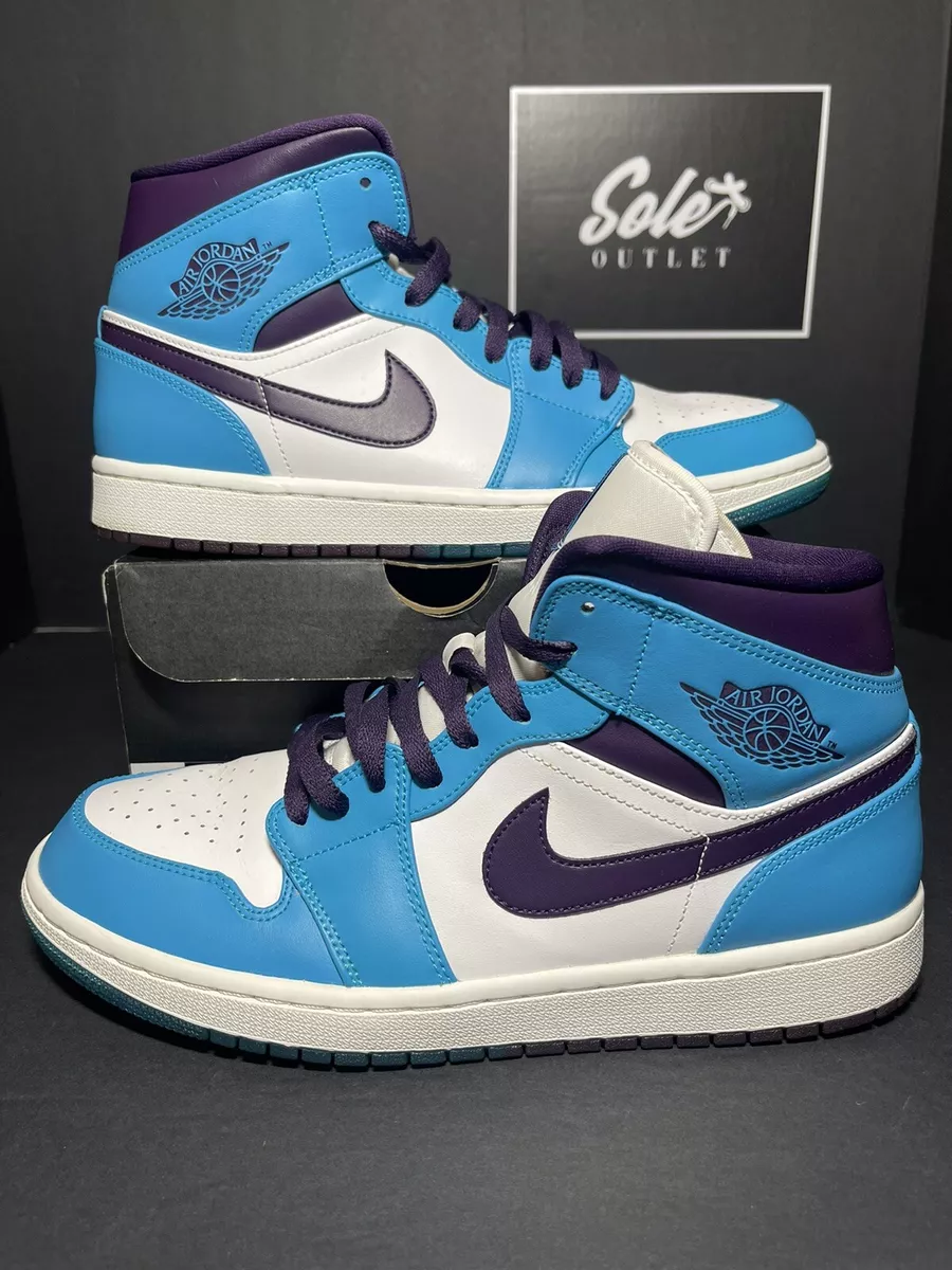 Nike Air Jordan 1 Mid Hornets Blue Men s Size 9.5 554724 415 Blue