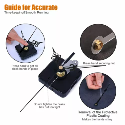 3PCS DIY Wall Quartz Clock Movement Mechanism Replacement Repair Tool Parts Kit - Picture 4 of 14