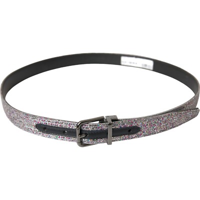 DOLCE & GABBANA Belt Multicolor Embellished Silver Metal Buckle
