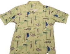 Columbia Short Sleeve Shirt Mens Large Multicolor Fish Design Collared Polo