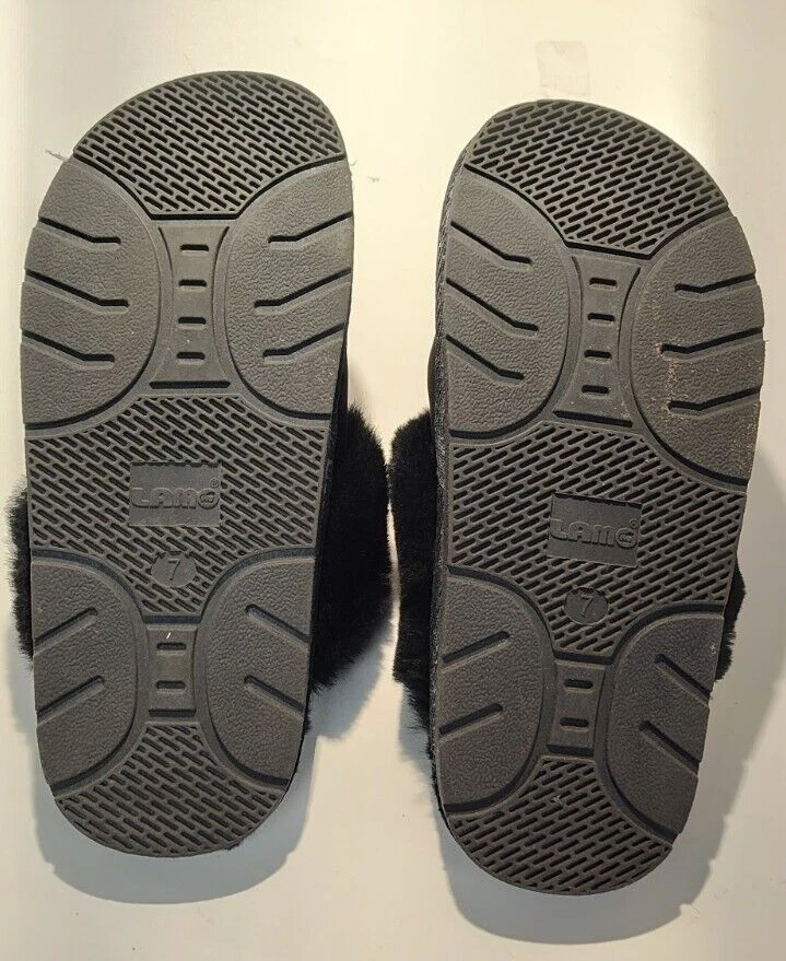 Zapatillas negras sin cordones Lamo para mujer talla 7 piel de oveja doble cara Foto 4 de 4