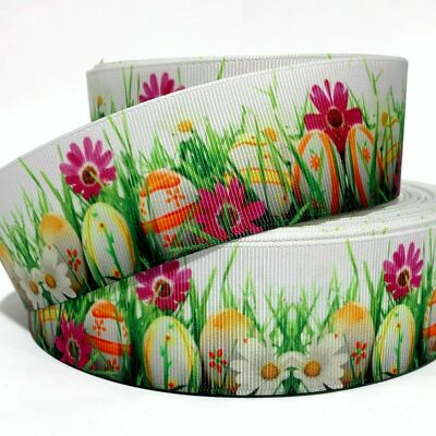 GROSGRAIN RIBBON 5/8'', 7/8'', 1.5'', 3'' Easter Eggs Flowers Printed 