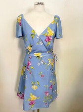 BRAND NEW FRENCH CONNECTION BLUE FLORAL PRINT A-LINE WRAP DRESS SIZE 8