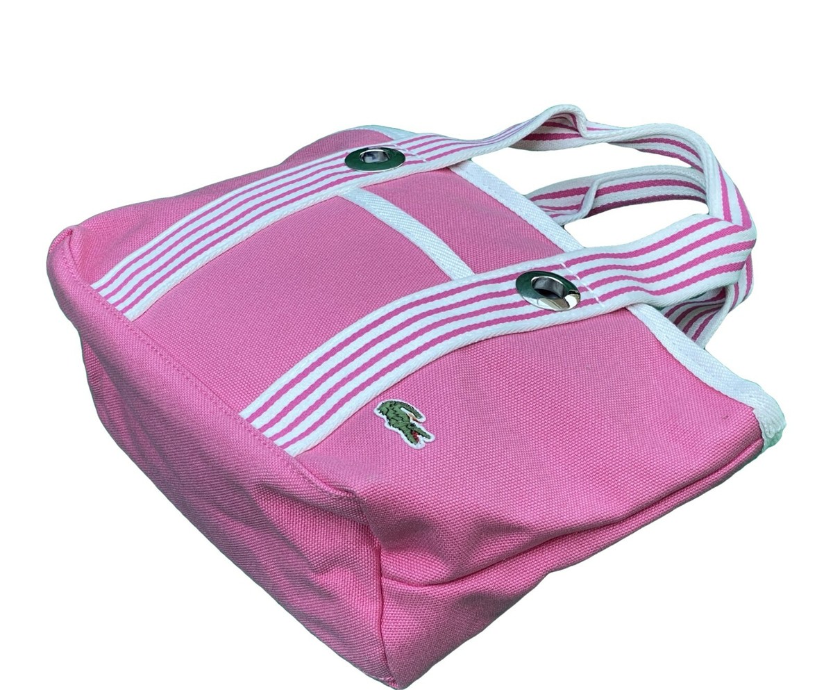 LACOSTE TOTE BAG Small Zipped Canvas Vintage L68 Summer 8 Candy