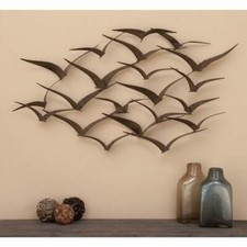 Metal Birds In Flight Wall Sculpture Home Decor Black