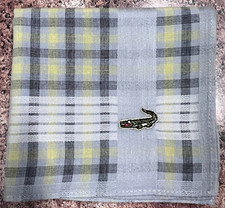 GRAY  YELLOW HANDKERCHIEF ART PLAIDS CHECKS CLASSIC COTTON MEN POCKET SQUARE18"