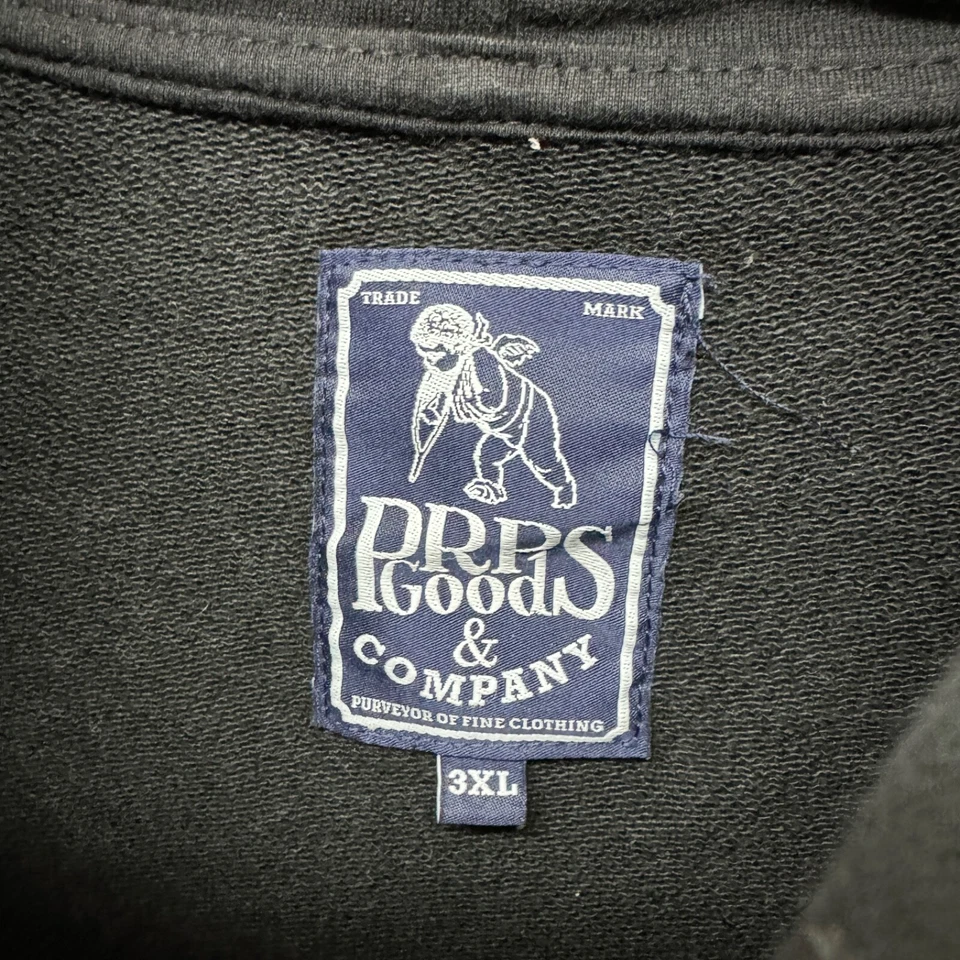 PRPS Hoodie Mens 3XL Sweatshirt Black Pullover Embroidered Logo Terry Cotton - Image 4 of 4