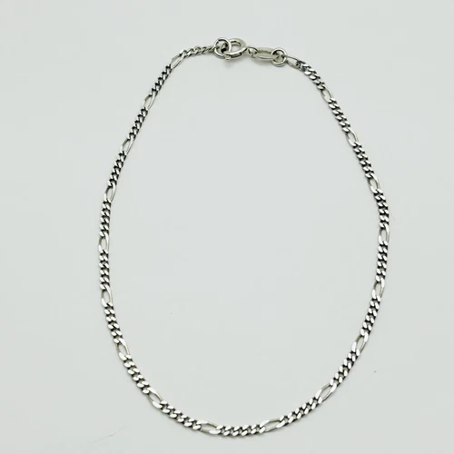 Vtg 925 Sterling Silver 2mm Figaro Chain Link Anklet Spring Ring Clasp 10 Inch