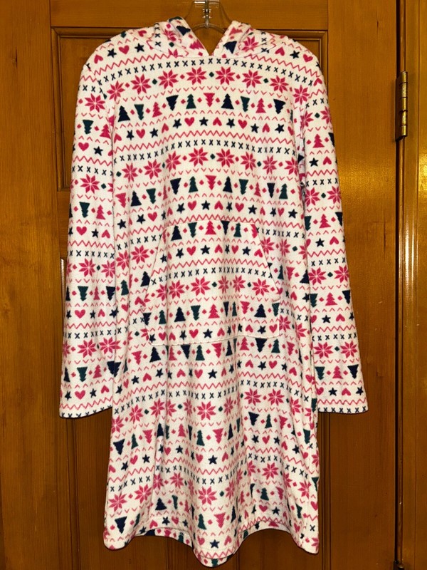 EUC Girls' Size 7/8 Cat and Jack Fleece Hooded Nightgown